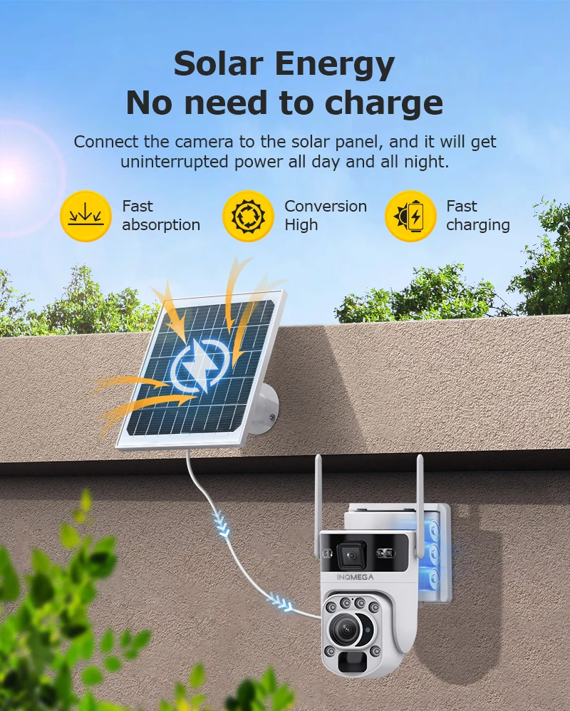 INQMEGA 60X Zoom 12MP 4G/WiFi كاميرا تعمل بالطاقة الشمسية كاميرات المراقبة الخارجية 40M IR Distacce شاشة مزدوجة الربط كاميرا تعمل بالطاقة الشمسية Ubox #4