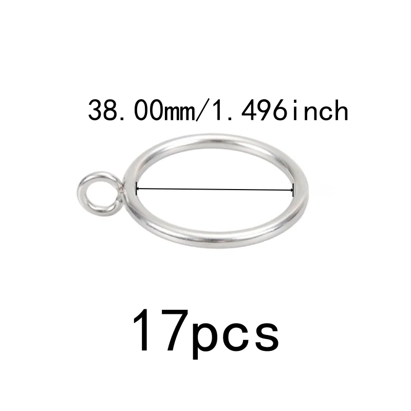 17 pcs 38mm Eyelet Curtain Hangers, Silver Iron Material, Home Fabric Hanging Bedroom Blackout Drapery, Rust Resistant Finish