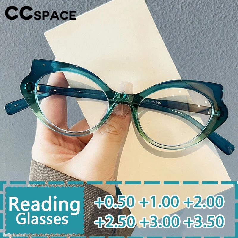 Trendy Women Cat Eye Reading Glasses Vintage Gradient Resin Optical Presbyopic Eyeglass Custom Diopter +50~+600 #304120
