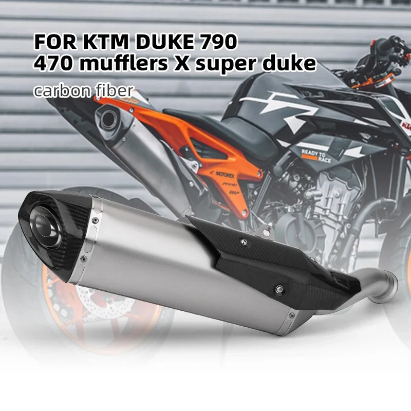 For KTM 790 Duke 890 Duke Motorcycle Exhaust Mid & Rear Mufflers with Carbon Fiber Cover Modified Replacement