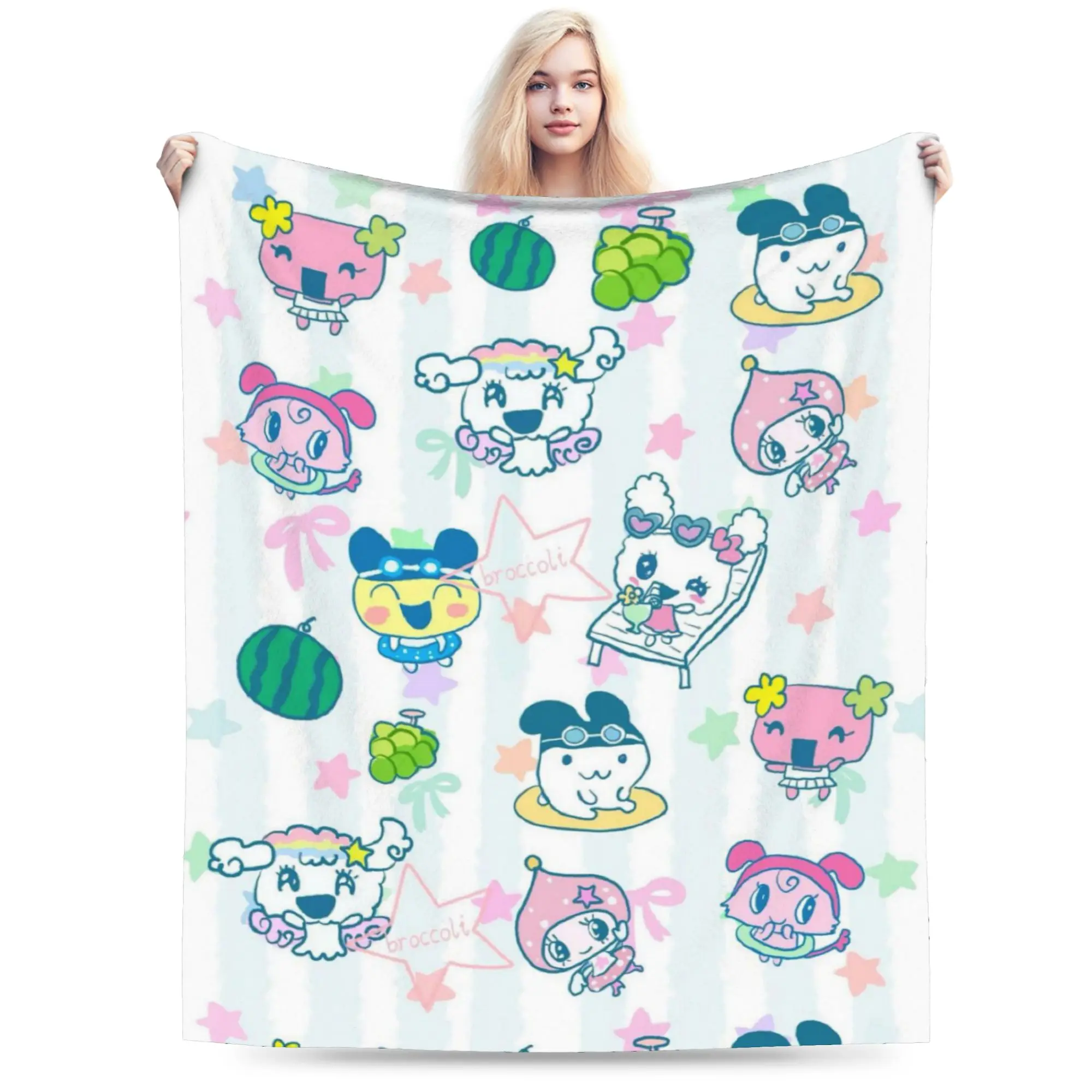 Cartoon T-Tamagotchi Blanket Super Soft Cozy  Throw Blankets for Bed 50x60 Inch Multi-size Rug Piece