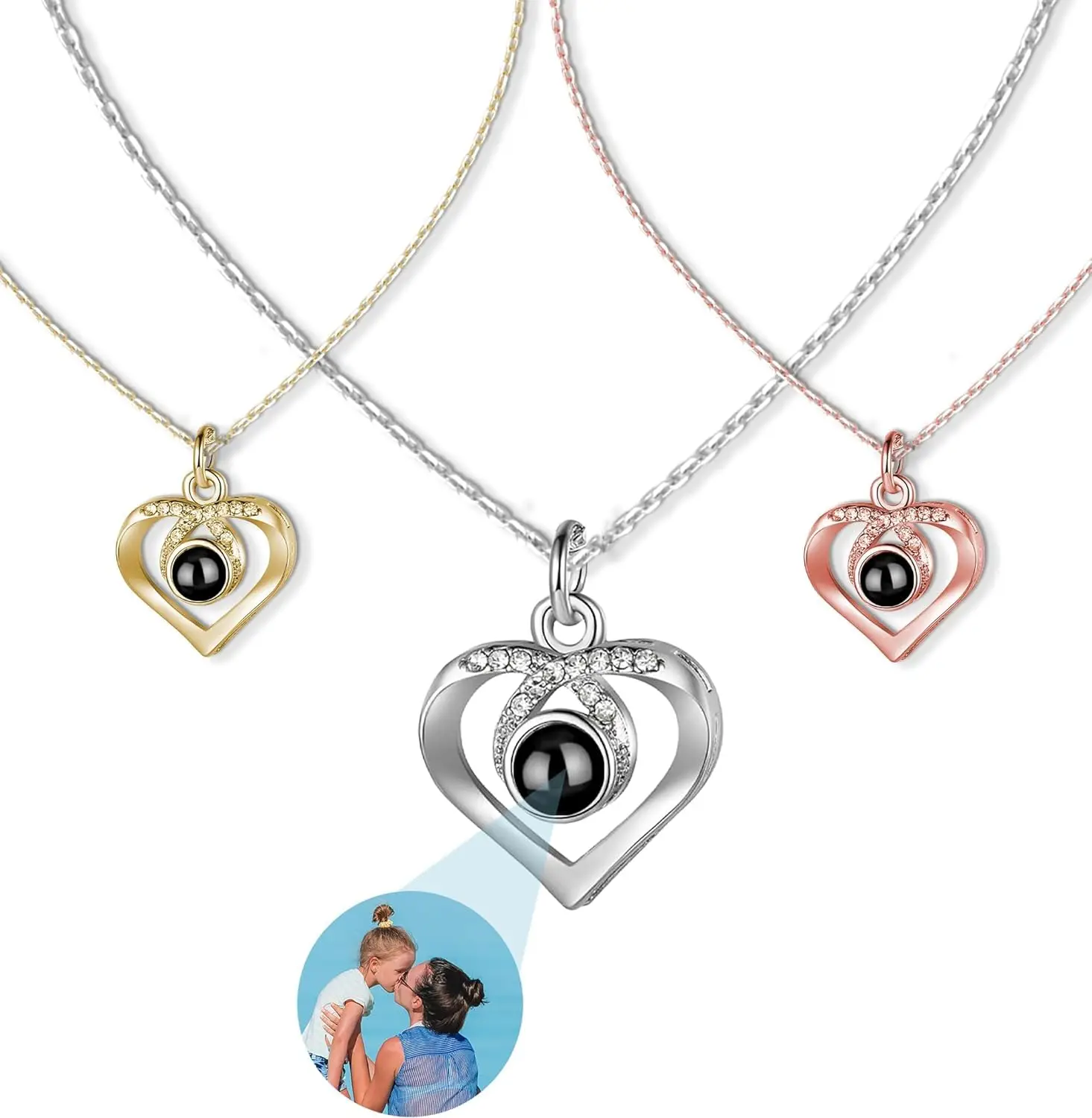 

Custom Photo Necklace Heart shape Personalized Necklace with Picture for Women for Baby Mom Dad Family Anniversary Wedding Gift