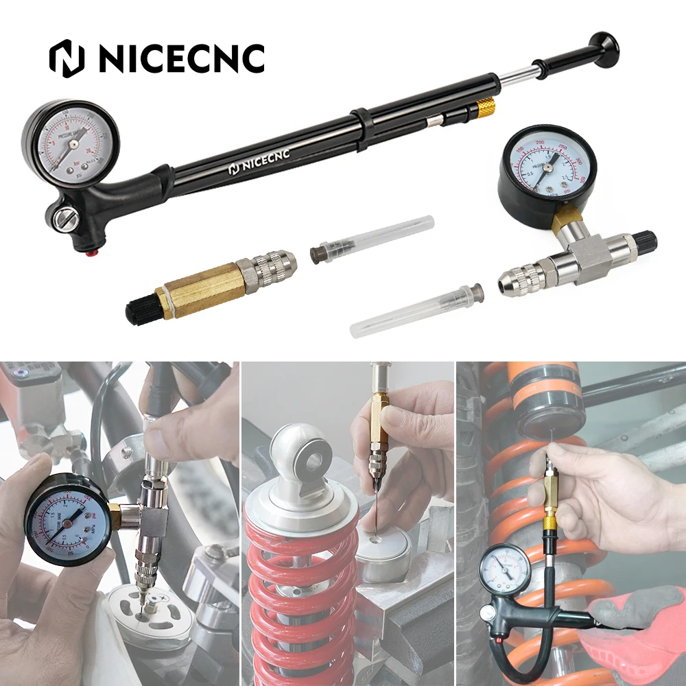Universal UTV Shock Nitrogen Filling Needle Tool Air Pump Pressure Gauge for Yamaha Raptor YFZ Polaris RZR Can-Am X3 Honda TRX