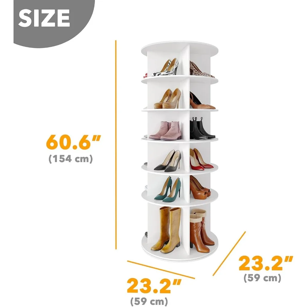 Rotating Shoe Rack 6 Tier Organizer, High Bottom Design Shoes Tower,  Closet Handbag Display Rotate Organizers, Shoe Rack