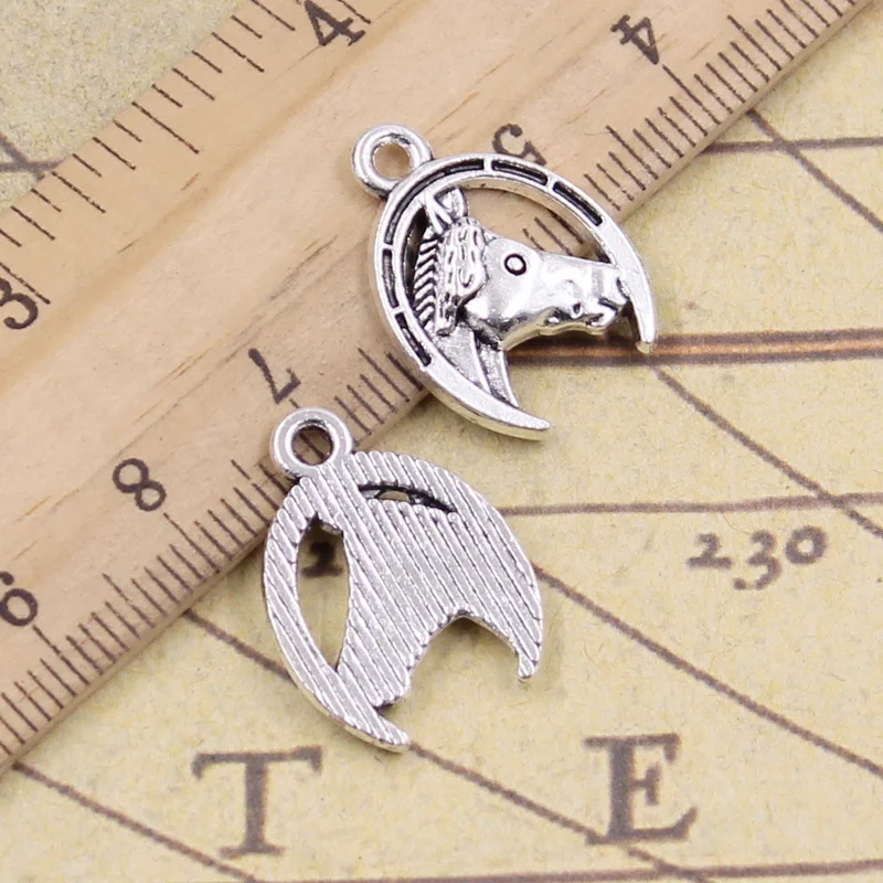 

15pcs Charms Horse In Lucky Horseshoe 21x15mm Tibetan Bronze Silver Color Pendants Antique Jewelry Making DIY Handmade Craft