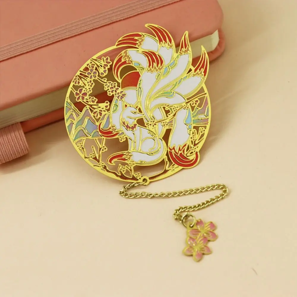 Dragon Chinese Style Bookmark Cat Flower Metal Book Clip Hollow Out Rabbit Tassel Book Page Marker Journal Diary Decoration