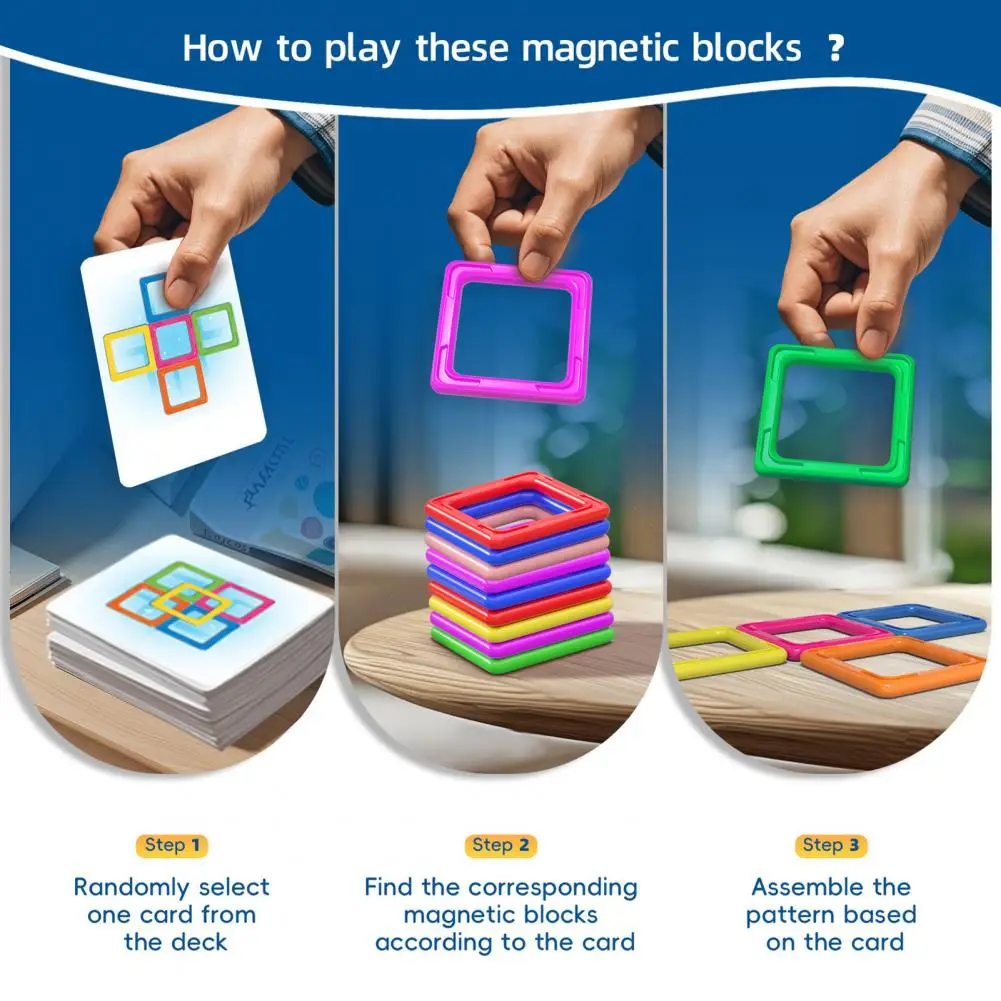 Educational Building Toy Educational Magnetic Building Block Toy Set for Kids Colorful Puzzle Matching Game with Cards for Boys