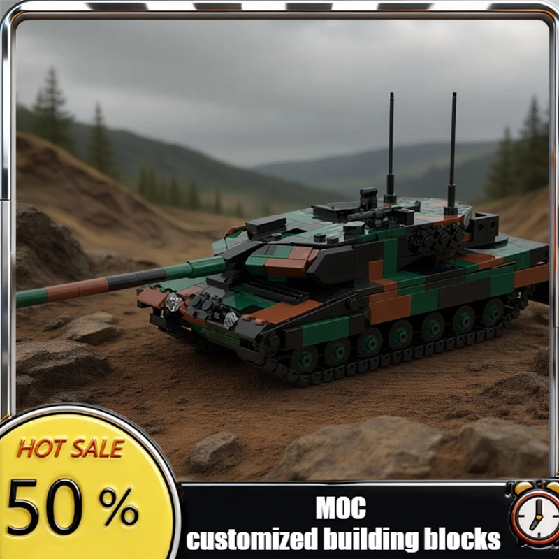 

635 деталей, индивидуальная модель танка Leopard 2A6 1.45 MOC, модульный конструктор, популярная модель из кирпичиков, подарок для мальчиков на праздник, игрушка для самостоятельной сборки