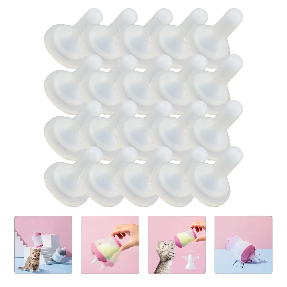 20Pcs Silicone Pet Feeding Nipples for Puppy Kitten Bottles Slow Feeder Bowl Inserts and Drinking Tools