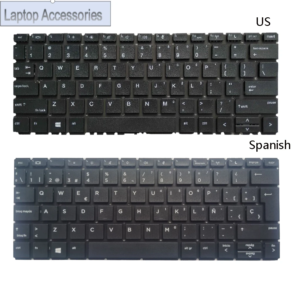 

New Spanish/US Keyboard For HP Probook 430 G6 435 G6 SP/English Black