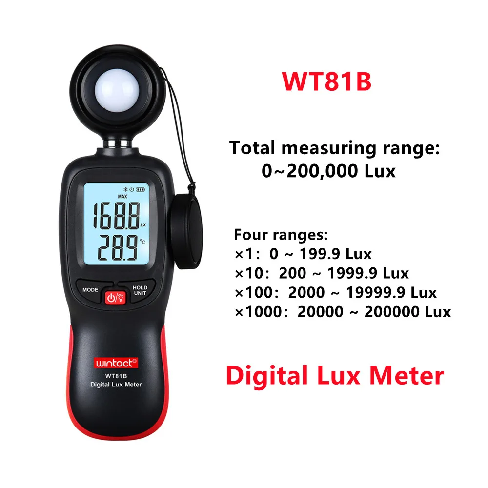 5 pz WT81B WINTACT Digital Lux Meter misuratore di luce test ambientali tipo palmare illuminometro fotometro rilevatore di misurazione