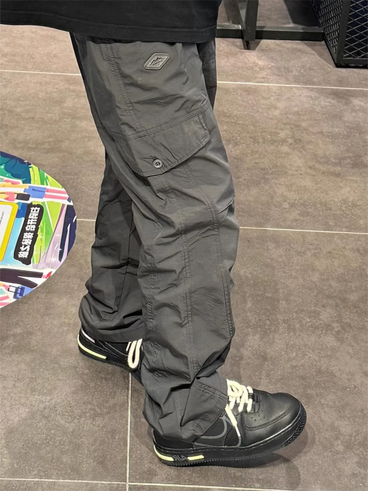 

Qui Dry Waterproof Men's Work Trousers Spring Autumn American Parachute Outdoor Mountain Climbing Pants Street Sle
