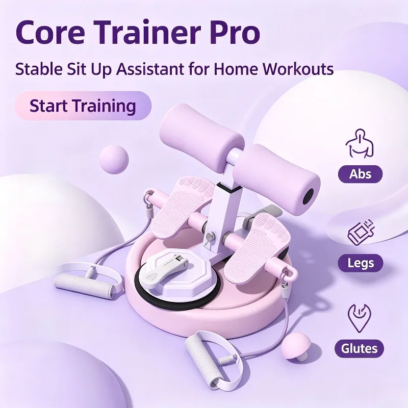 Abdominal Sit Up Trainer Suction Cup Crunch Assistant Multifunctional Pull Rope Core Toner Fitness Equipment for Home Use