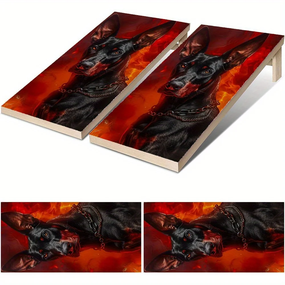 

Водонепроницаемая доска Cornhole Board Flame Shadow Doberman, виниловые обертки, дизайн настольной игры из ПВХ для игр на открытом воздухе, идеально подходит для занятий спортом и отдыха