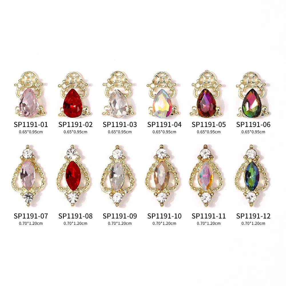 10PCS 3D Luxury Alloy Nail Art Rhinestone Charms Jewelry Parts Accessories For Baroque Nails Decoration Manicure Decor Supplies