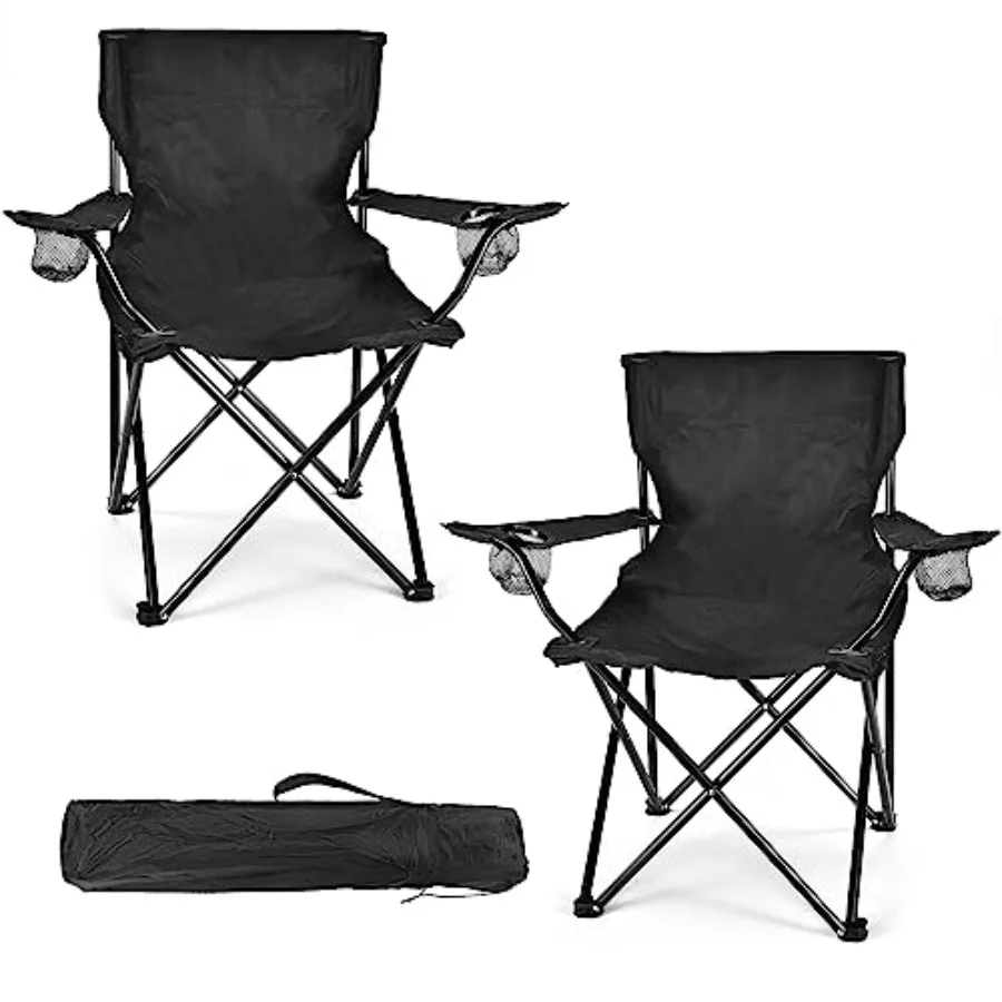 

2 Pack Lightweight Camping Chairs for Adults and Teens, 250LBS Capacity Foldable Portable Chairs with Carry Bag, Compact Design