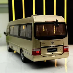 Toyota Coaster Bus Alloy Model Sound and Light Simulation 1:24 Pull Back Toy Car Collection Miniature Voiture Children Boy gift