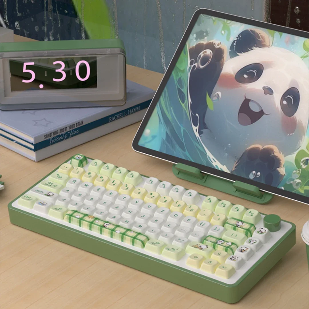 140 Keys Cartoon Panda PBT Keycaps MOA Heat-Sublimated MX Switch Mechanical Keyboard Caps Customized Gaming Keyboard Keycaps