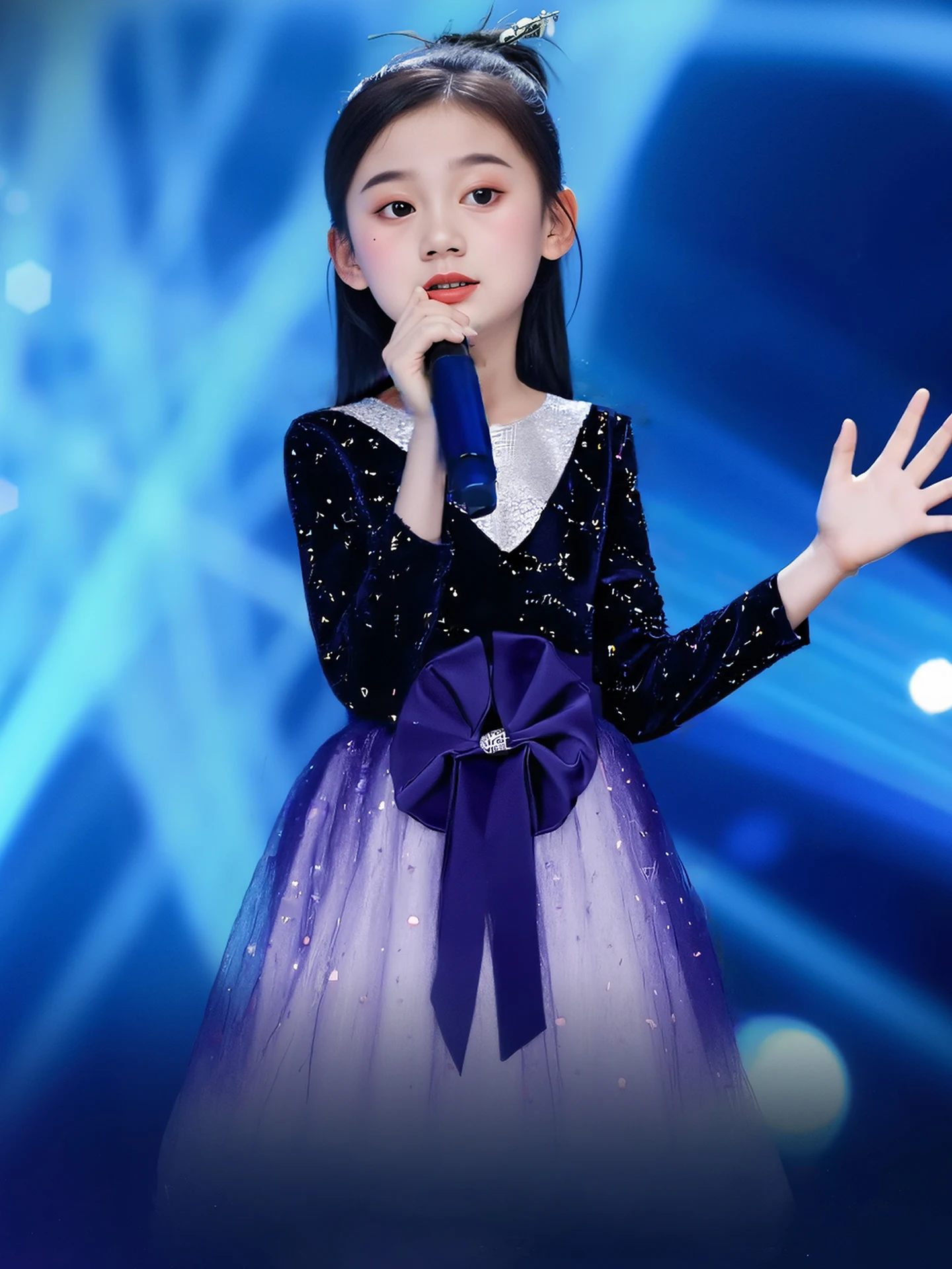 

Blue Performance Costume National Pride Chorus Girls Elementary School Students Host Ceremony Outfit Children's Speech