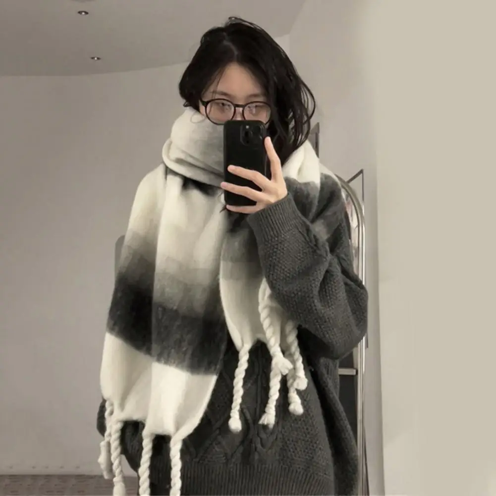 

Soft Shawl Thick Shawl Plush Twisted Tassel Winter Scarf for Women Men Soft Warm Washable Cold-resistant Unisex Couple Scarf