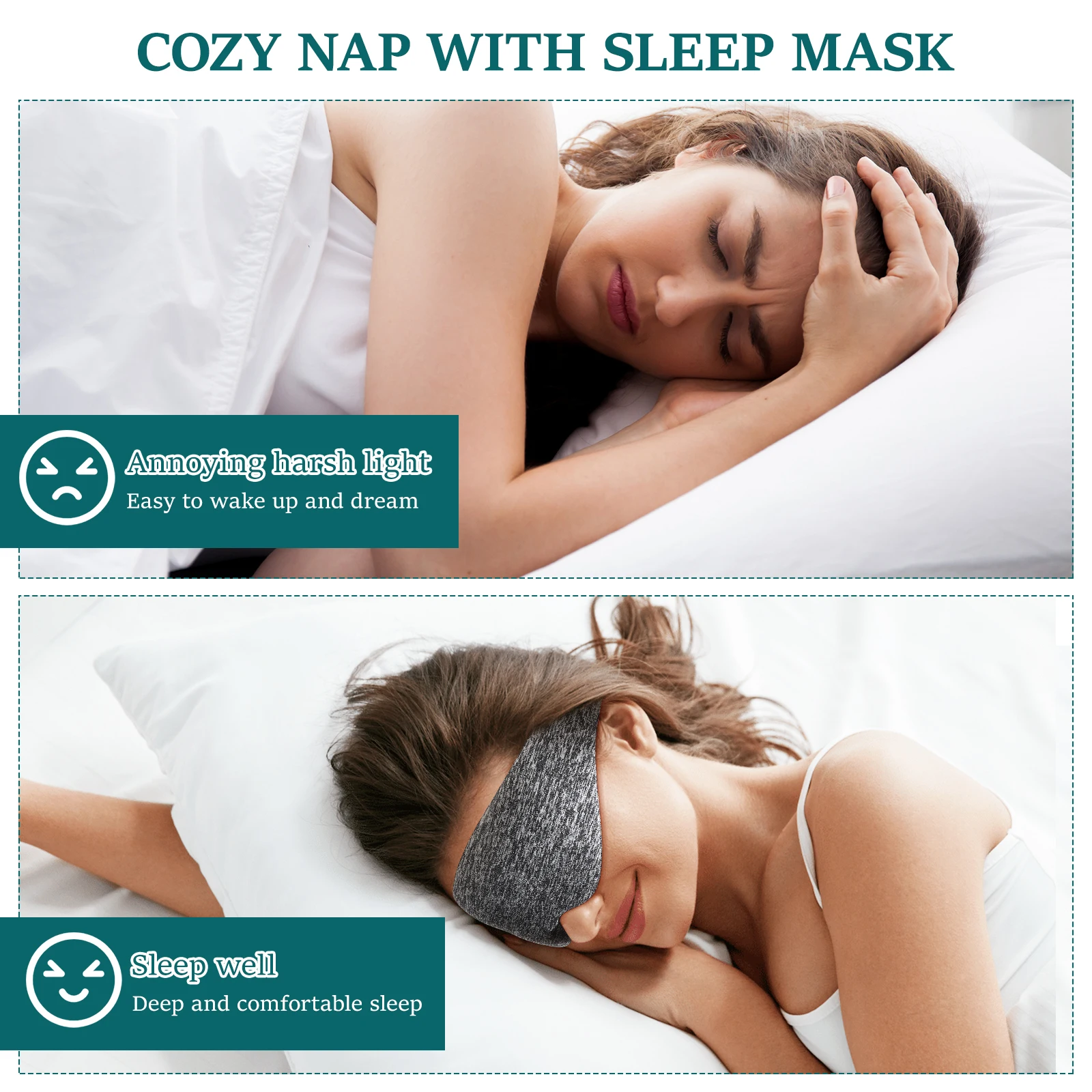 

Black Eye Covers Sleep Eye Masks For Women Adjustable for Women Men Travel Office Use Light Blocking Night Masks