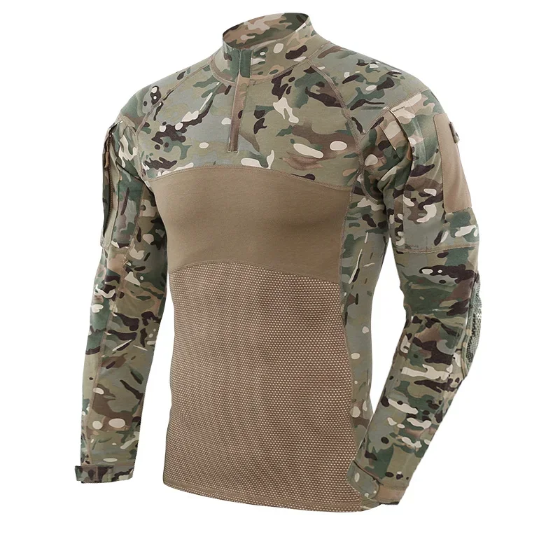 Men Tactical Shirt Cotton Uniform CP Camouflage T- Shirt Multicam US Clothes Camo Long Sleeve Shirt