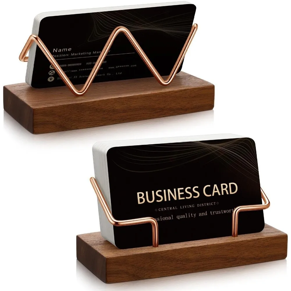 Premium Solid Wood Business Card Holder Durable Construction Card Display Stand Compact High-End Business Card Box Desktop