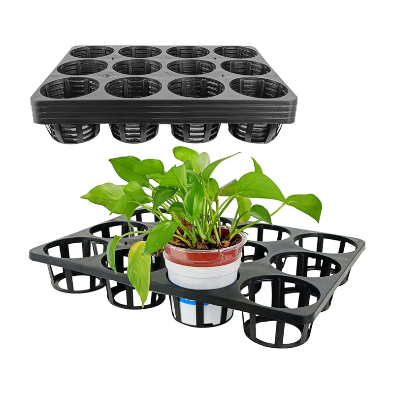 

B84B-12 Cell Round Nursery Pots Trays,5 Pack Seed Nursery Pots Moving Trays,Seedling Pots Nursery Carrying Trays Moving Tray