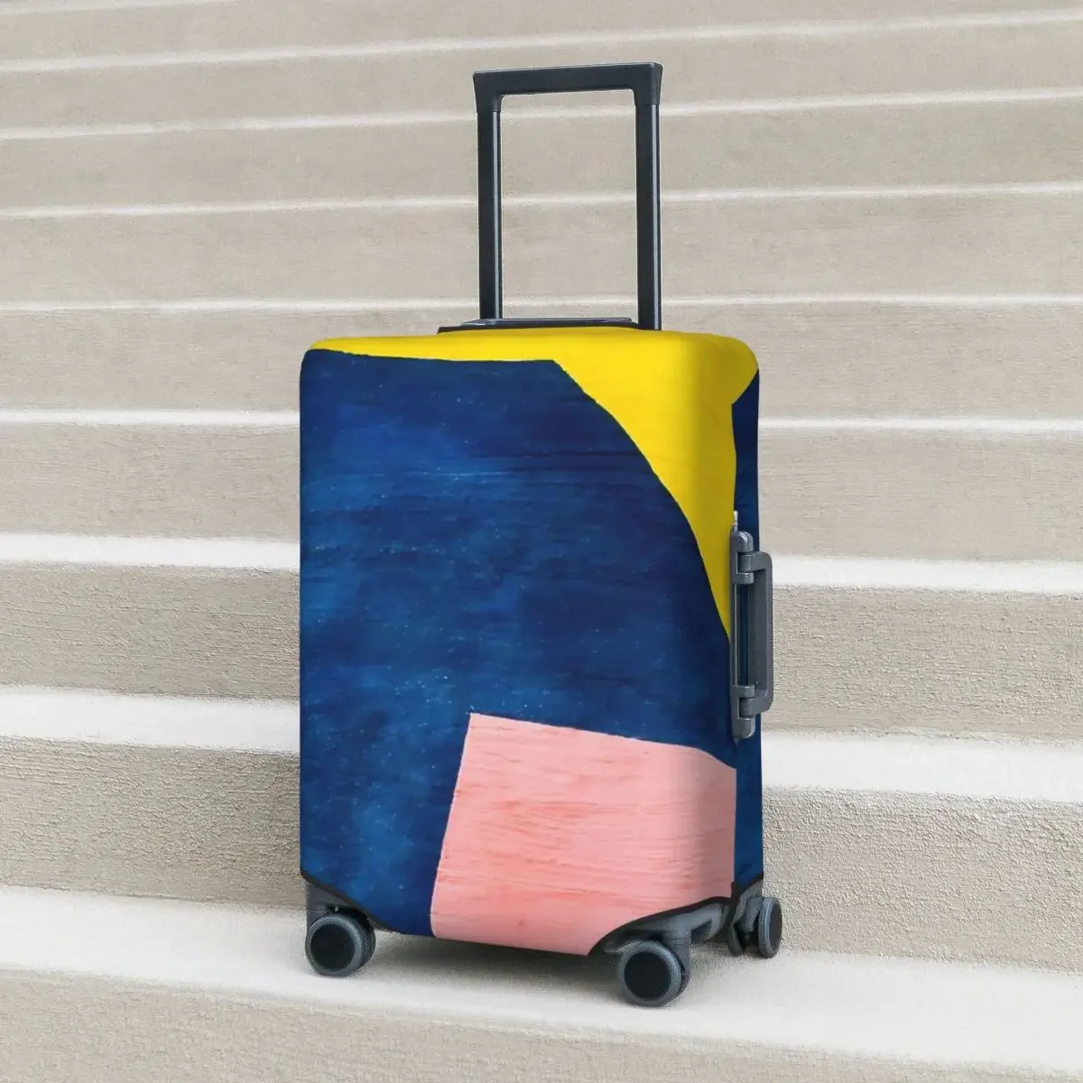 ColorBlock Suitcase Cover Flight Geometrical Shapes Elastic Luggage Case Travel Protection