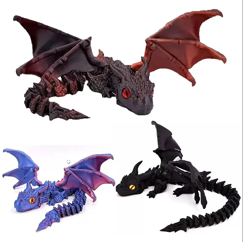 عربة التنين المجنح الخيالية - شخصية حيوانات مفصلية قابلة للدوران مطبوعة ثلاثية الأبعاد لديكور المنزل والمكتب