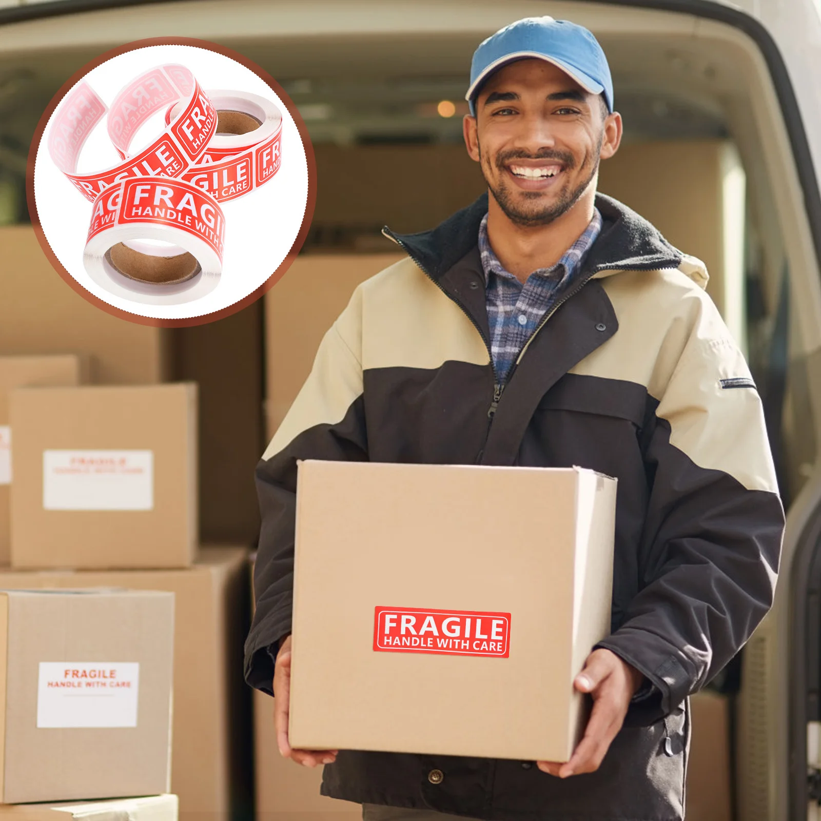 

150pcs 2 Rolls Fragile Warning Stickers Red 25X75Mm Clear Large Font Self-Adhesive Shipping Packaging Label For Boxes Cartons