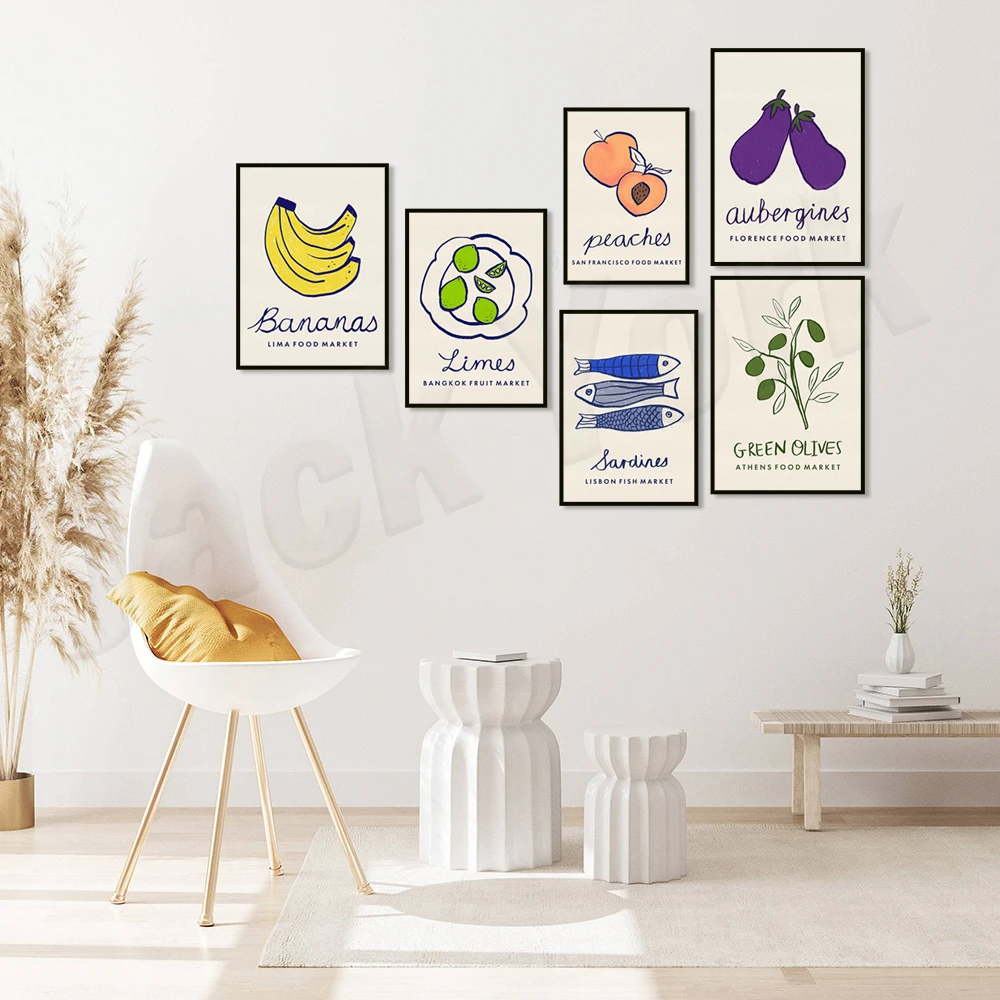 السردينات، الخوخ، الزيتون، الكرز، الموز، البرتقال، الليمون، الأطعمة الليمونية، بانكوك، بيرو، اليونان، فالنسيا، البرتغال ملصق السفر #3