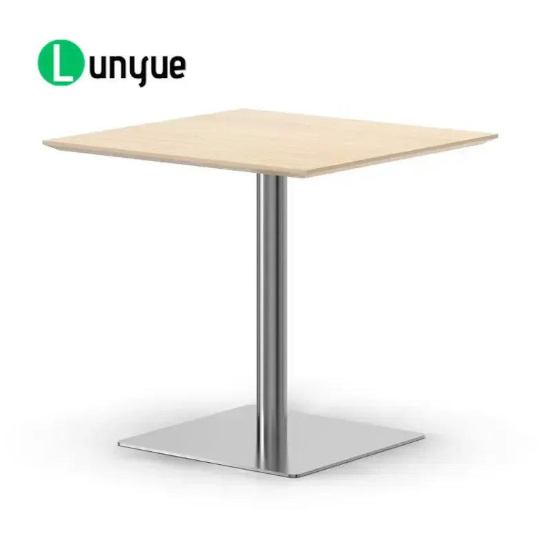 Modern Square Meeting Discussion Table with Metal Frame and Wood Top for Home Office Conference Room Durable Stylish