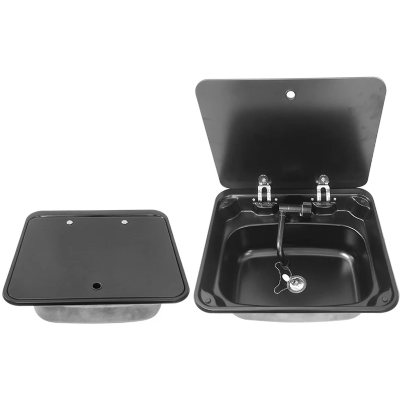 RV Specific Sink Black New Model Stainless Steel Material Covered Water Tank Hidden Vegetable Washing Basin