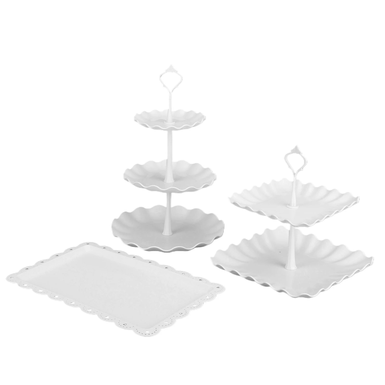 

10Pcs Dessert Table Display Set 3 Tier Serving Trays Cookie Dessert Trays Cup Cake Tier Tower for Tea Party Birthday Baby Shower