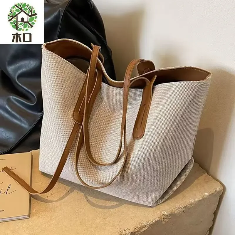 2024 New Korean Version Big Capacity Underarm Package Women Commuting Tote Versatile Single Shoulder Bag Portable Canvas Bags