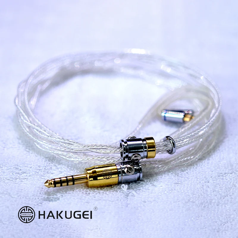 HAKUGEI Glacier Thick Silver Plated Single Crystal Copper Hifi Music Updaed Earphone Cable Line 4.4 3.5 2.5 0.78 MMCX