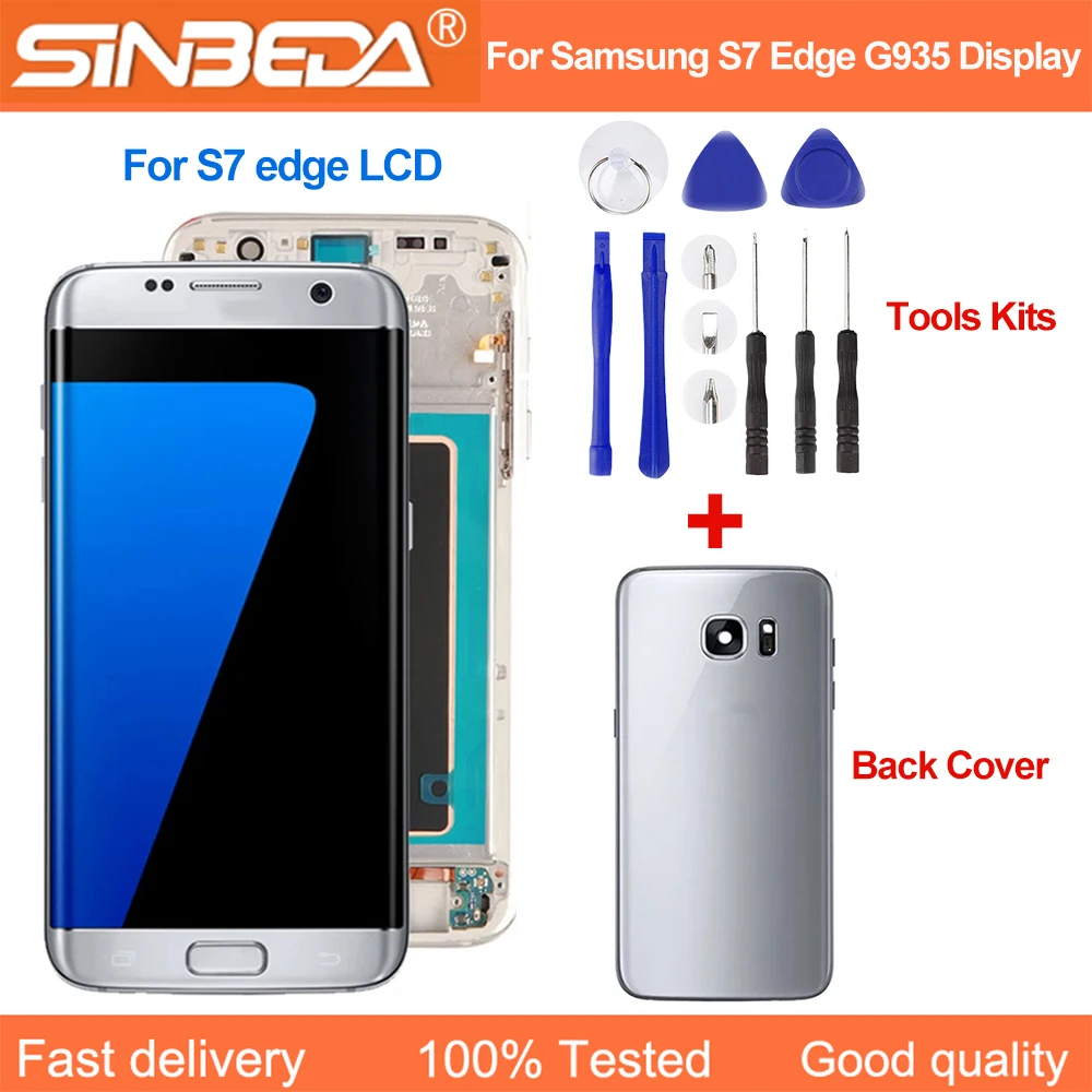 AMOLED 5.5'' LCD For SAMSUNG Galaxy S7 edge G935 G935F LCD Touch Screen Digitizer Frame For Samsung S7 Edge LCD Free Back Glass