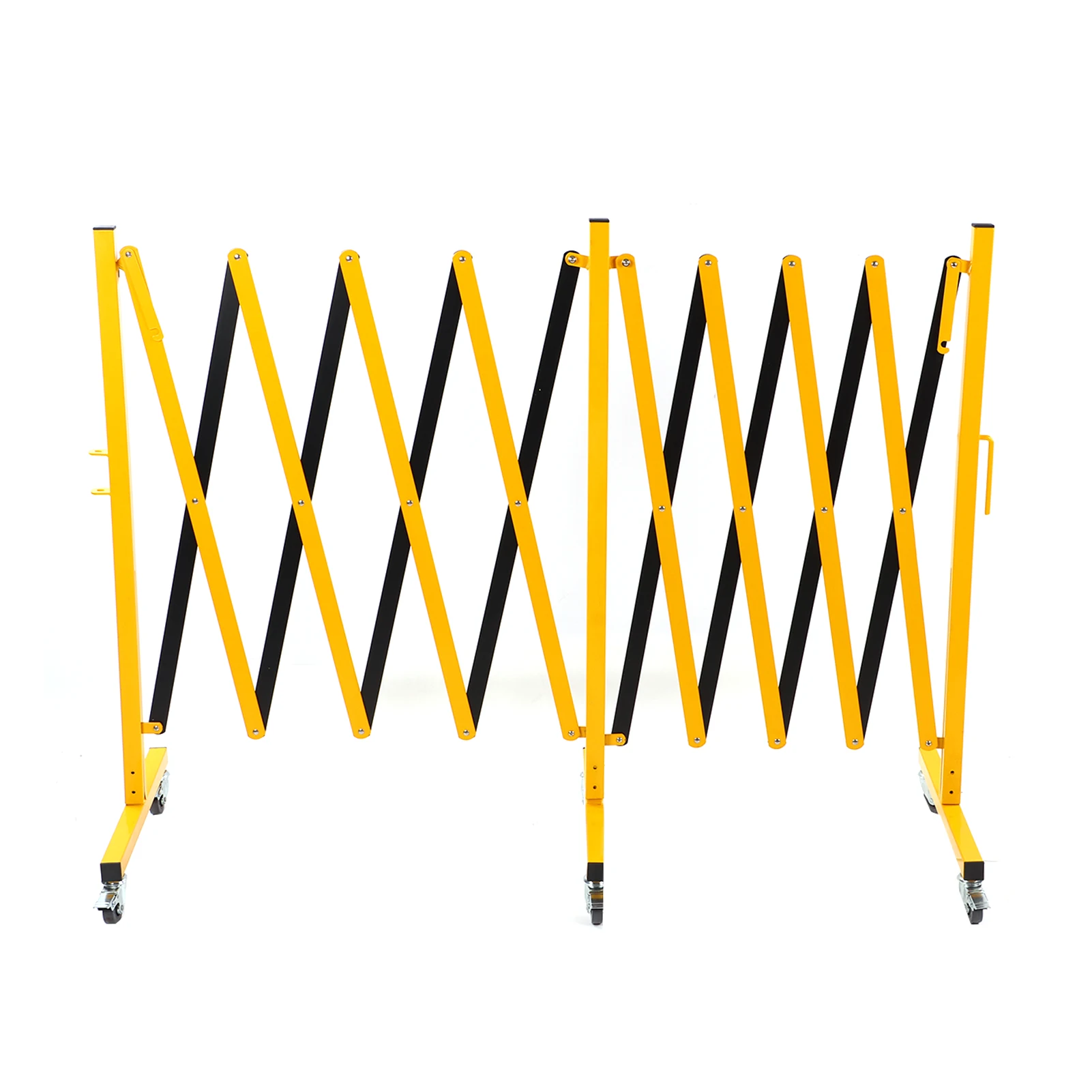 16.4ft Mobile Expandable Metal Barricade Outdoor Iron Column Mesh Reflective Portable Traffic Fence with Locking Coasters