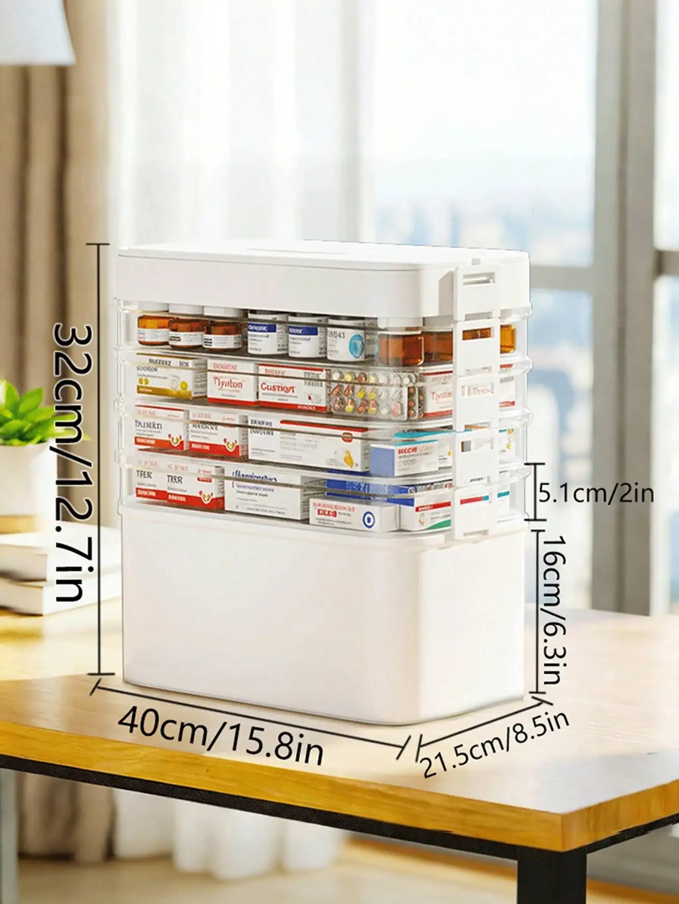 1/2/3/4/5layers Medicine Cabinet Organizer For Upright Medicine Bottles Organizer, Portable Medicine Storage Box With Leather Handle, Empty First Aid Kit Container For Home, Travel