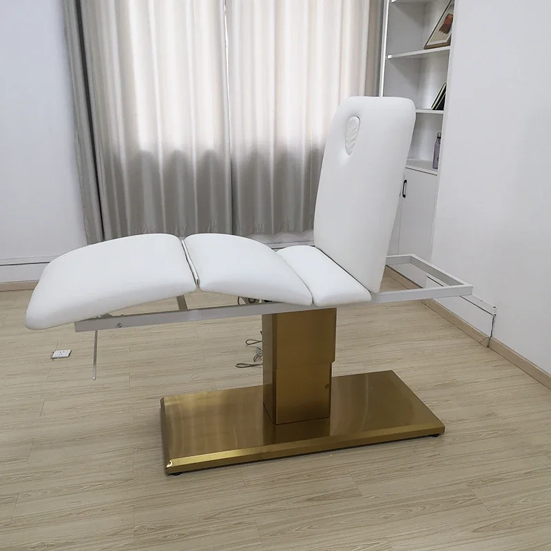 Modern Salon White Gold 3 Motor Electric Massage Spa Bed Facial Lash   Table