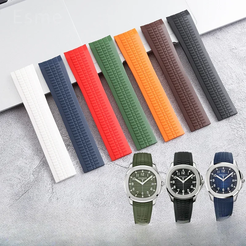 For Original Patek Philippe Grenade Fluororubber Strap Aquanaut