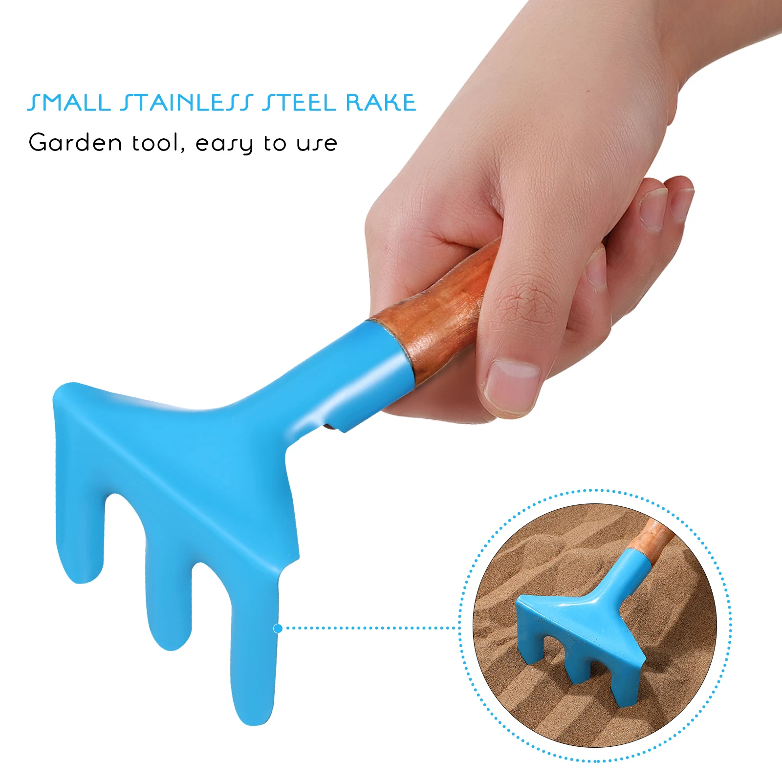 

3 Pieces Shovel Trowel Rake Garden Tools Set Small Kit Stainless Steel Wood H Planting Digging Mini Gardening Lawn Decor