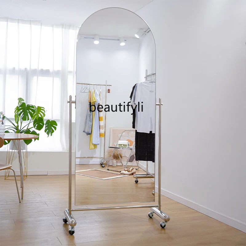 Slimming Mirror Mobile Full-Length Mirror Home Floor Mobile Dressing Mirror Super White Racket Version Beauty