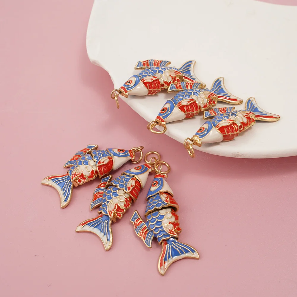 7 Pieces Carp Pendant Set DIY Fashion Jewelry Materials for Bracelet Necklace Earrings Bag Charm - Beautiful Fish Design