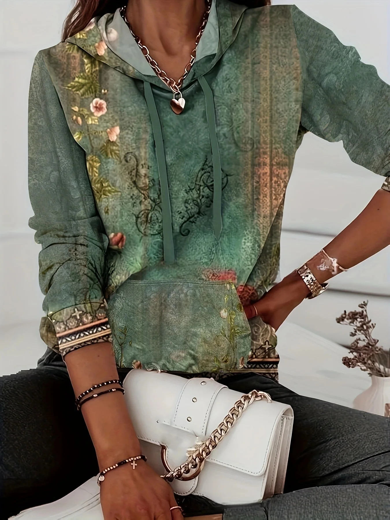 패션 꽃 꽃 3D 인쇄 후드 여성 후드 streetwear 대형 풀오버 y2k 후드 티셔츠 여성 탑 의류