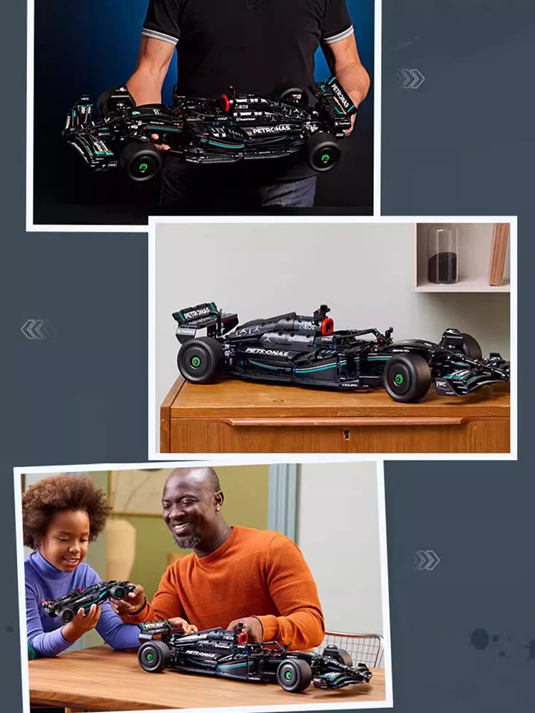 Bouwsteen sportwagen zwart 1:8 autoracewagen 63 cm lengte educatief speelgoed geïntegreerde koppeling verjaardagscadeau.