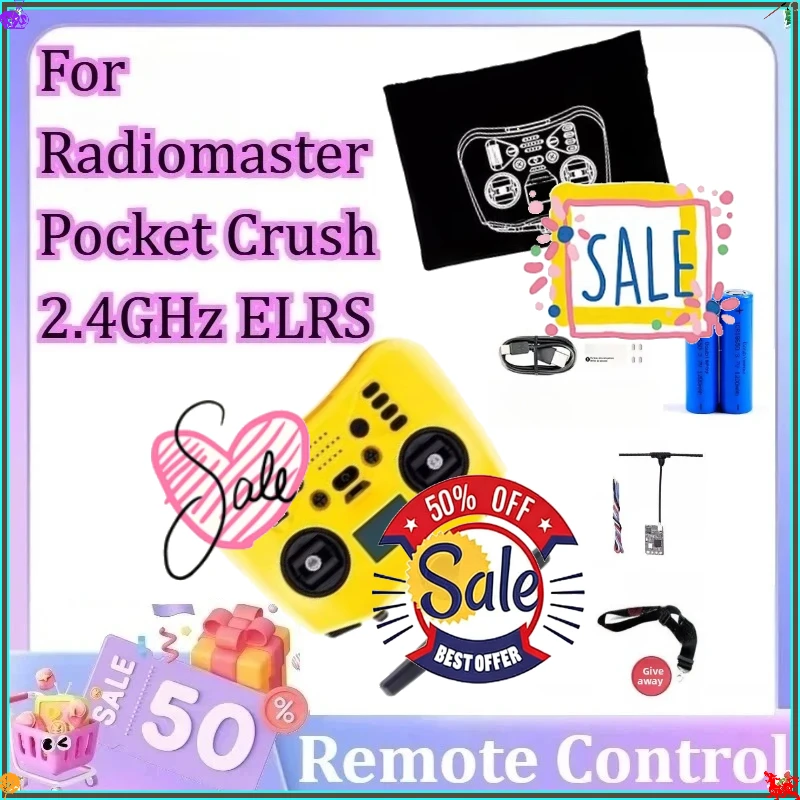

For Radiomaster Pocket Crush 2.4GHz ELRS Hall Gimbal Transmitter Remote Control XR1 Receiver Battery 18650