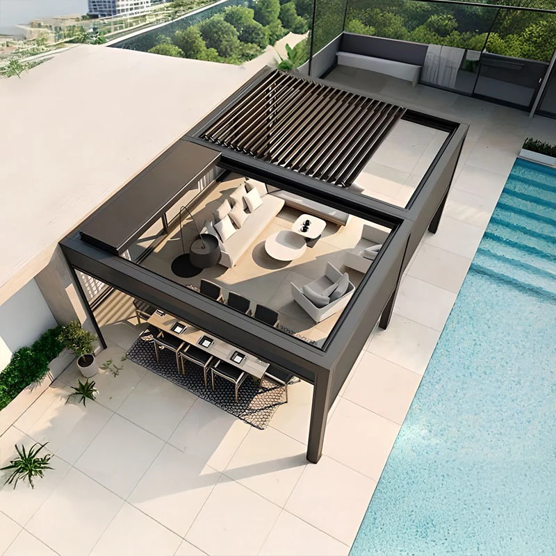 Aluminum Pergola with Drainage System Powder Coated Frame Balcony Patio Garden Luxury Modern Shade Structure Shelter pergola