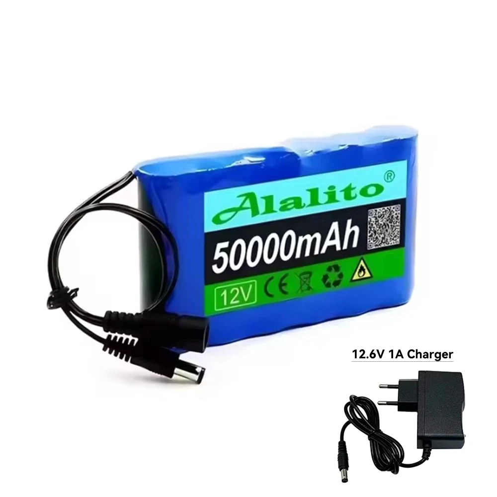 18650 Lithium Battery pack + BMS 3S2P 12V 50000mAh + Charger - for 12V Tools Camping Equipment，LED Lamp Light Backup Powe Etc